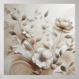 Flores modernas de color beige 5 Posters