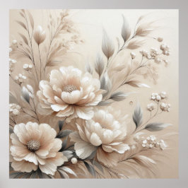 Flores modernas de color beige 8 Posters