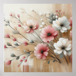Flores modernas de color beige-rosado 33 Posters
