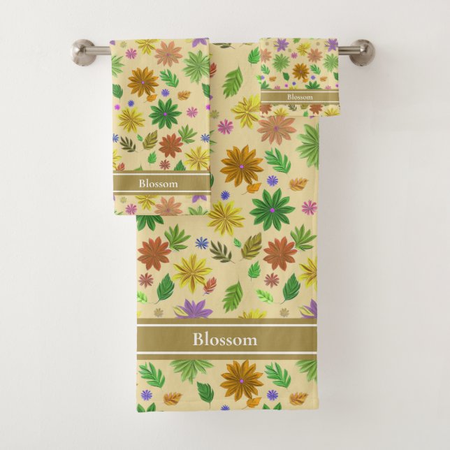 Flores modernas elegantes y texto en beige champán (In situ)