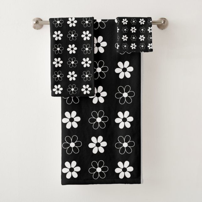 Flores modernas en blanco y negro sobre negro (In situ)