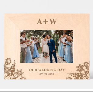 Flores Monograma Pareja Personalizado Marcos de ma