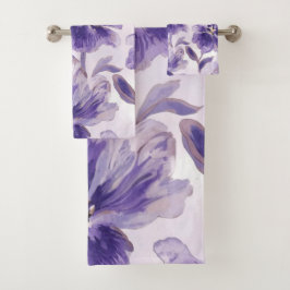 Flores Moradas Aquarela Flores Púrpuras Pintadas