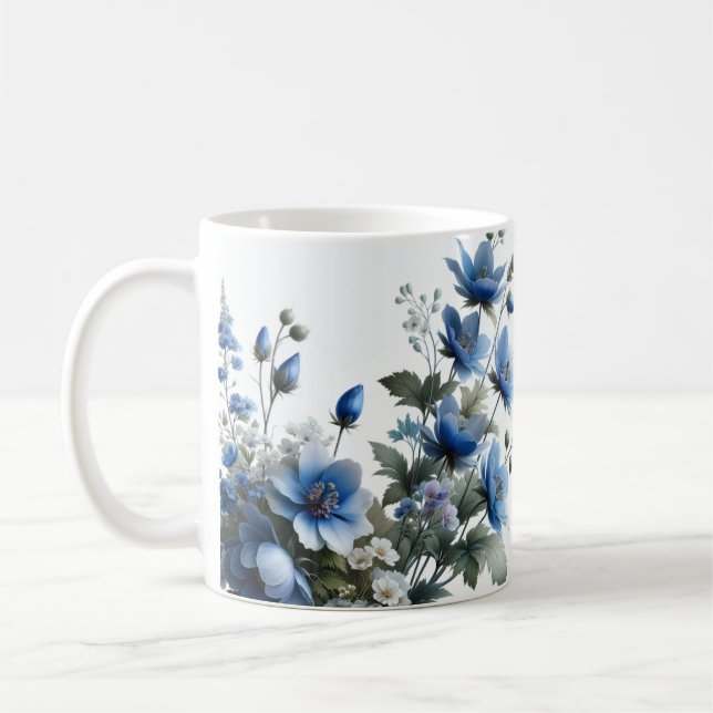 Flores moradas café té taza de taza (Izquierda)