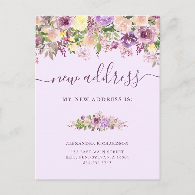 Flores moradas de bonito | Invitación móvil (Anverso)