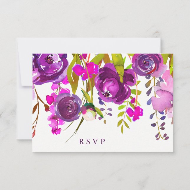 Flores moradas de bonito | Respuesta del boda (Anverso)