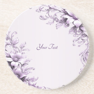 Flores Moradas Elegantes Posavasos de Arenisca