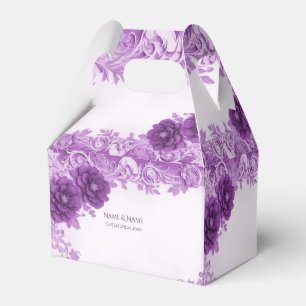 Flores moradas florecen cajas de favores