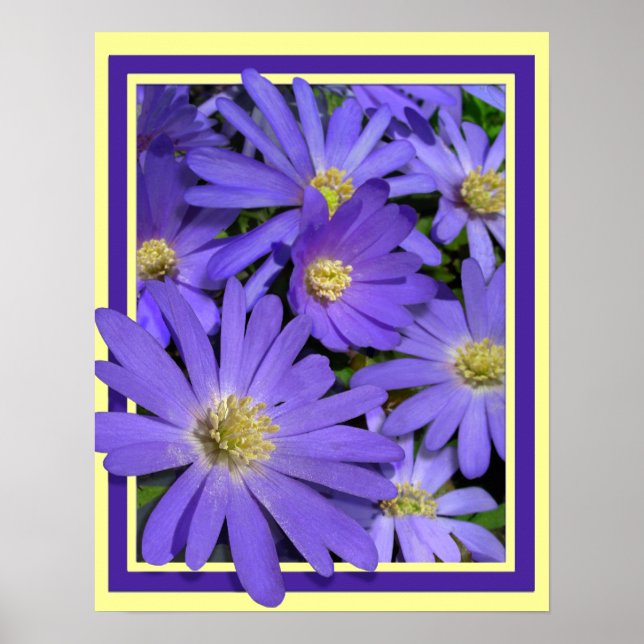 Flores moradas imprimen Poster de arte de margarit (Frente)