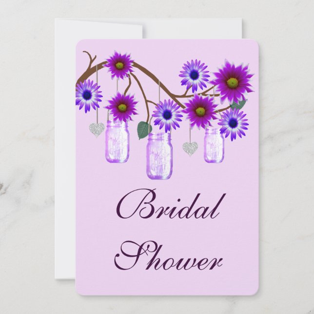 Flores moradas Invitación a ducha de novia Mason J (Anverso)