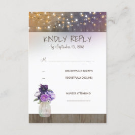 Flores moradas Mason Jar Wedding RSVP
