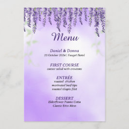 Flores moradas | Menú simple de Boda acuarela