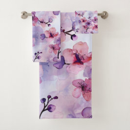 Flores moradas pintadas a mano flor de cerezo