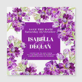 Flores moradas púrpura boda salvo la fecha