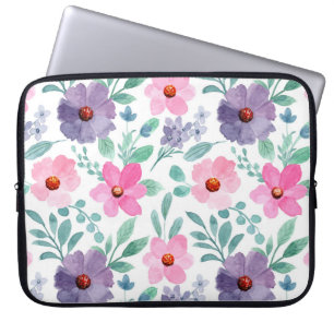 Flores moradas rosadas Bonito Bolsa de mangas para