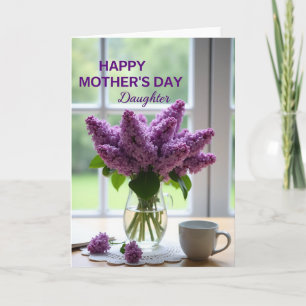 Flores Moradas Tarjeta del Día de las Madres