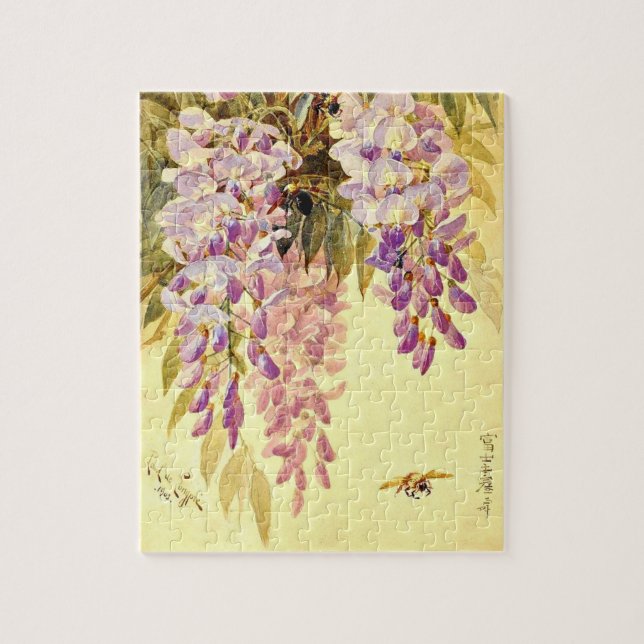 Flores moradas y abejas Paul de Longpre Puzzle (Vertical)