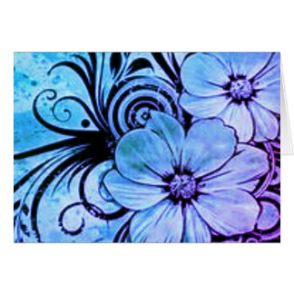 Flores moradas y azules