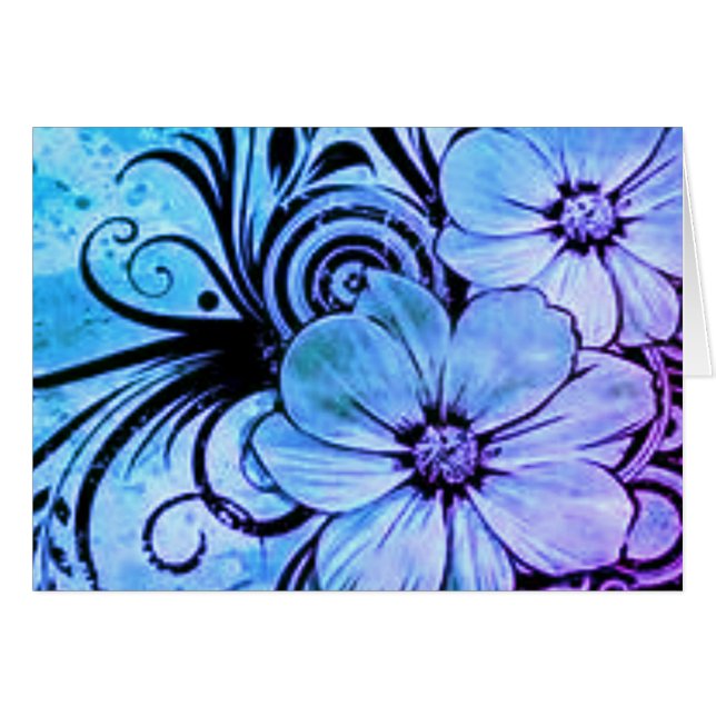 Flores moradas y azules (Anverso (Horizontal))