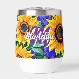 Flores moradas y girasoles amarillos personalizado