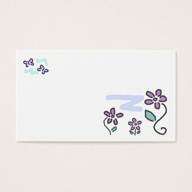 Flores moradas y mariposas (Frente)