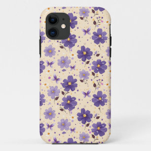 Flores Moradas y Mariposas Fundas para Teléfono Mó