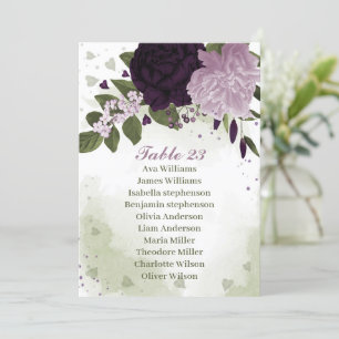 Flores moradas y oscuras tarjeta gráfica verde