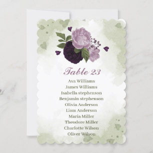 Flores moradas y oscuras tarjeta gráfica verde