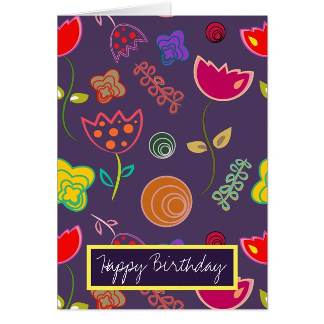 Flores moradas y rosas de arte moderno (Frente)