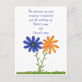 Flores naranjas azules Tarjetas postales de invita