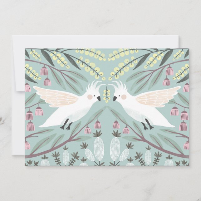 Flores nativas y gallos, tarjeta de agradecimiento (Anverso)