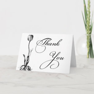 Flores negras y blancas - Tarjeta de agradecimient