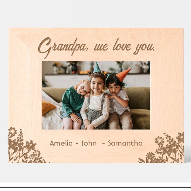 Flores Nombres de abuelo grabados marco de madera (Subido por el creador)