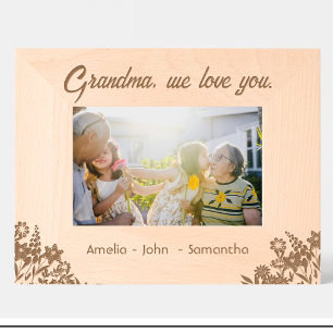 Flores Nombres de las abuelas marco de madera grab
