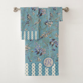 Flores oscidas de glicinia vintage monogramadas