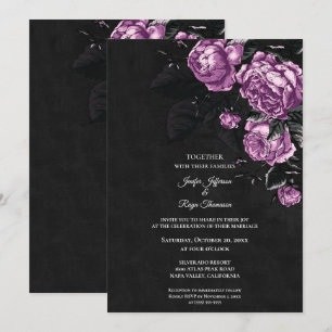 Flores oscuras y temperamentales Invitación de bod