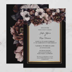 Flores oscuras y temperamentales Invitación de bod