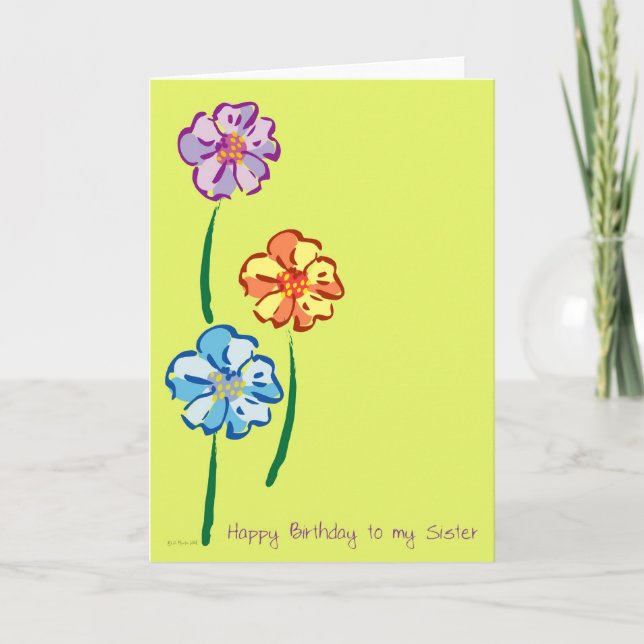 Flores para la tarjeta de cumpleaños de tu hermana (Anverso)