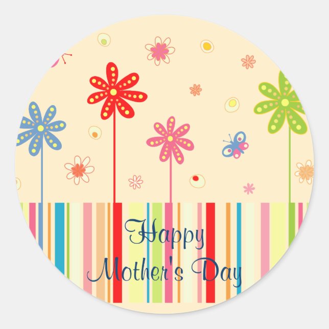 Flores para los pegatinas del día de madre (Anverso)