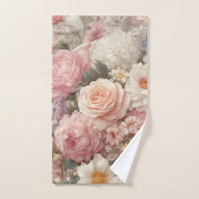Flores Pastel Estilo Shabby Chic Patrón Floral Ros (Toalla de mano)