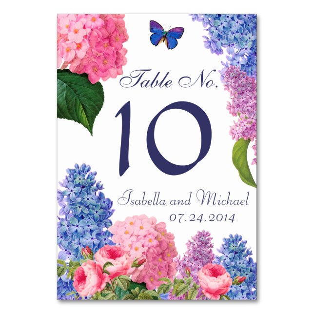 Flores Pink Redoute Tarjeta de Mesa Personalizada (Anverso)