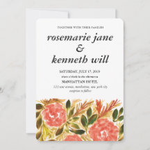 Flores pintadas a mano Invitación a la boda
