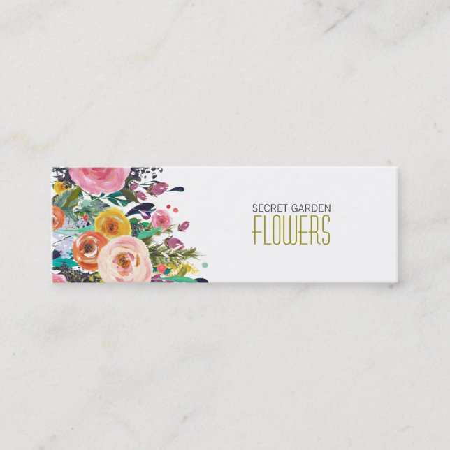 Flores pintadas Flores Floristería Skinny tarjetas (Anverso)