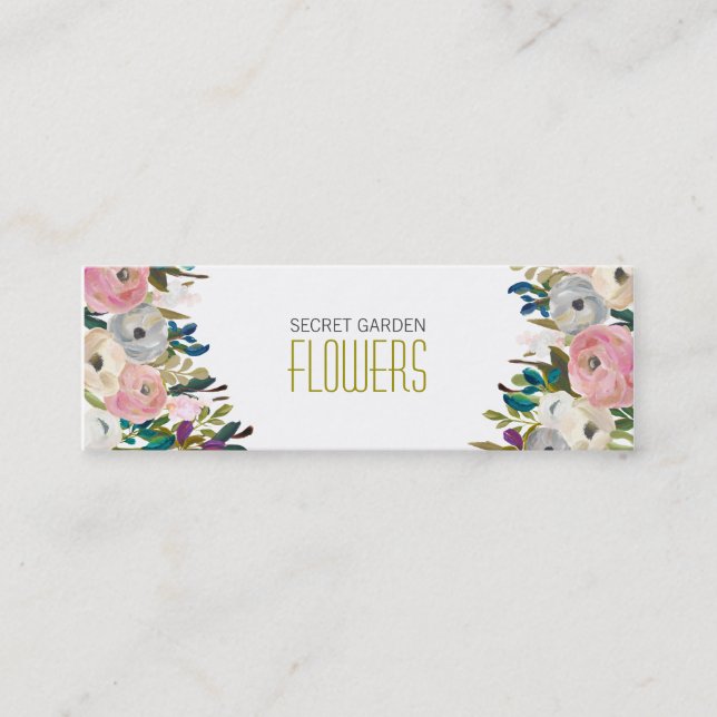Flores pintadas Flores Floristería Skinny tarjetas (Anverso)