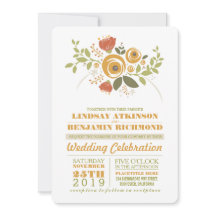 Flores pintadas invitación moderna de boda casual