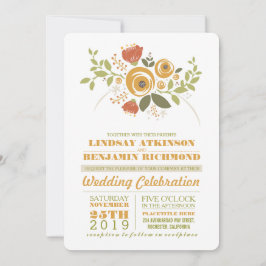 Flores pintadas invitación moderna de boda casual