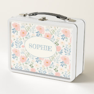 Flores pintadas y estrellas Caja de almuerzo perso