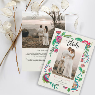 Flores populares gracias tarjeta fotográfica Boda