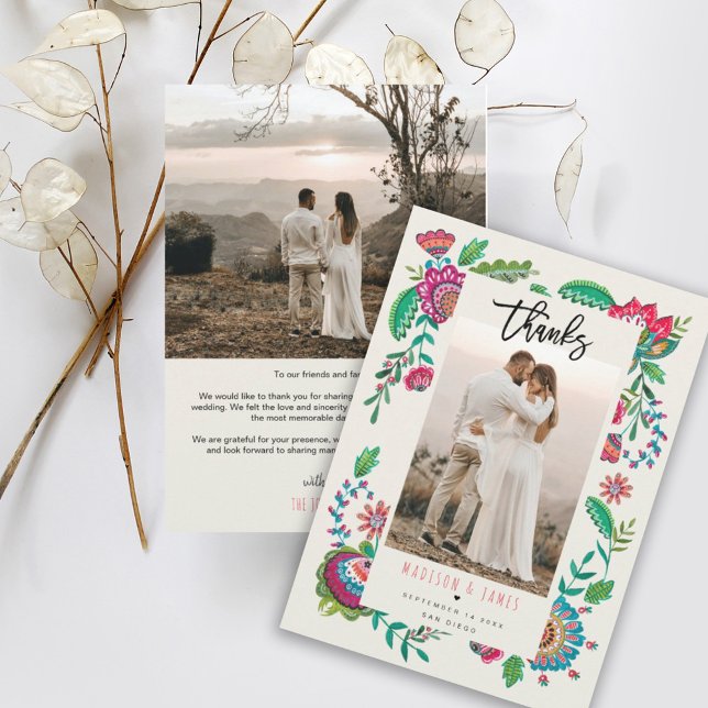 Flores populares gracias tarjeta fotográfica Boda (Subido por el creador)