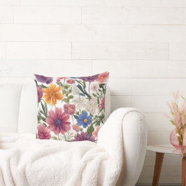 Flores por toda la almohada de impresión